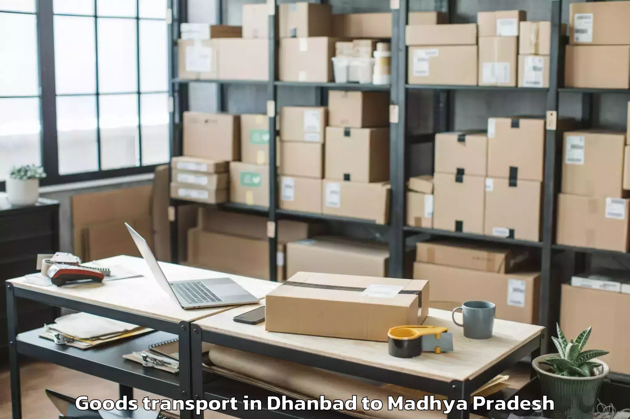 Book Dhanbad to Malwanchal University Indore Goods Transport Online